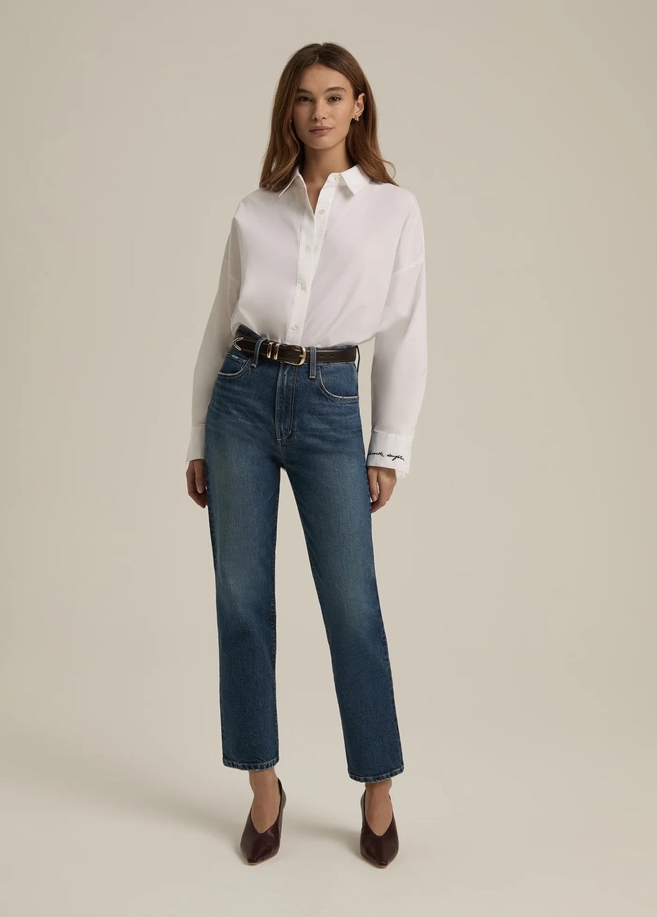 Favorite Daughter Valentina Straight Jeans Cambridge Blue 23 Womens